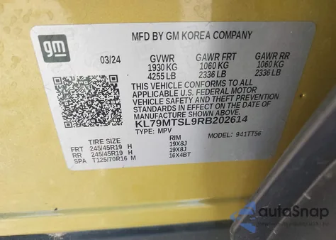 2024 Chevrolet Trailblazer Fwd Rs z USA, uszkodzony, nr VIN KL79MTSL9RB202614